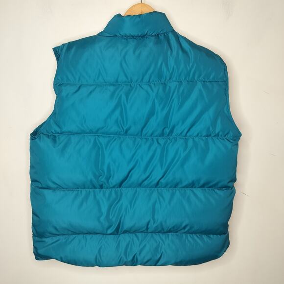 Lands End Down Puffer Vest Snap Button Blue Teal Vintage - Picture 6 of 7